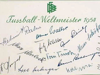 Autogrammkarte der Fussball-Weltmeister von 1954