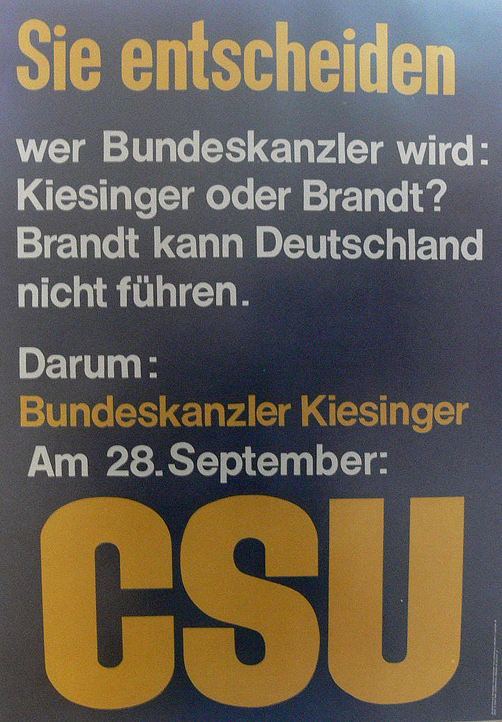 Wahlplakat der CSU zur Bundestagswahl 1969